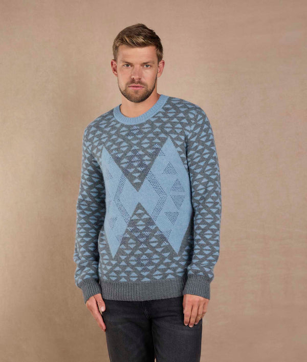 Platinum Blue Duo Sweater — cashmere blue & platinum gray alpaca by Sol Alpaca