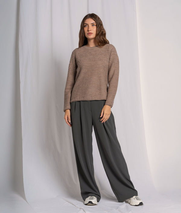 Designs On Clay Crew Neck Sweater — iced mocha alpaca by Sol Alpaca