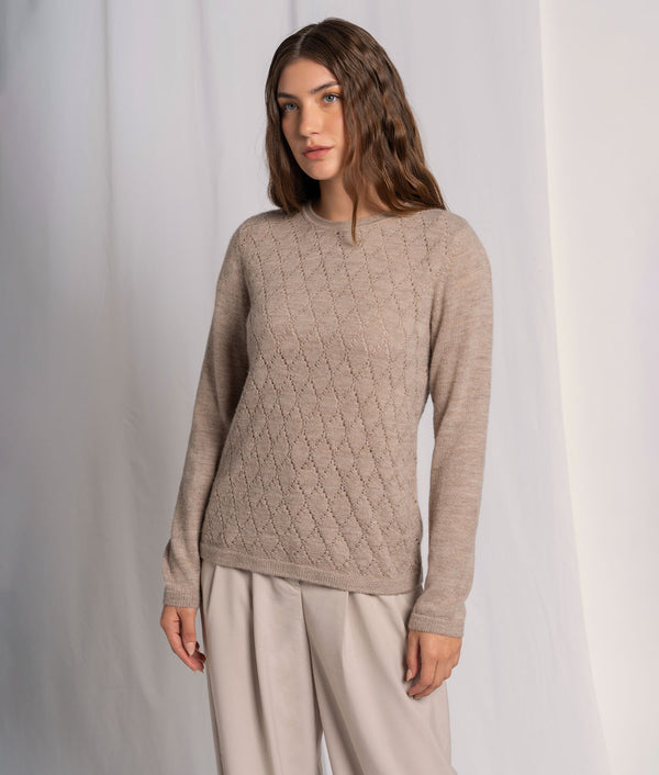 Lacy Argyle Sweater — Dormer Brown — dormer brown alpaca by Sol Alpaca