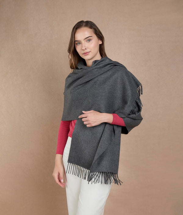 Classic Graphite Gray Shawl — graphite gray alpaca by Sol Alpaca