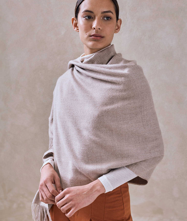 Premium Shawl - Taupe Simply — taupe simply alpaca by Sol Alpaca