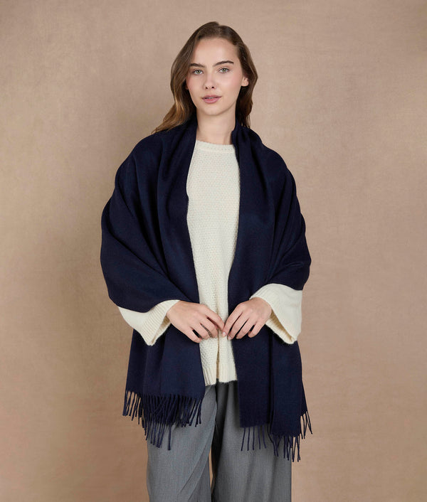 Premium Shawl - Navy Blue — navy blue alpaca by Sol Alpaca