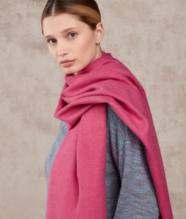 Premium Alpaca Brushed Shawl — Shocking Pink — shocking pink alpaca by Sol Alpaca
