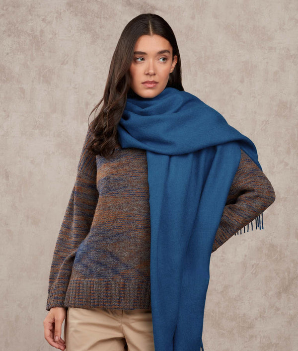 Premium Alpaca Brushed Shawl — Blue Sapphire — blue sapphire alpaca by Sol Alpaca