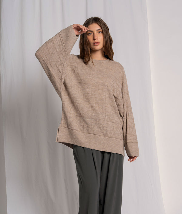 Dormer Brown Oversized Jacquard Poncho Sweater — dormer brown alpaca by Sol Alpaca