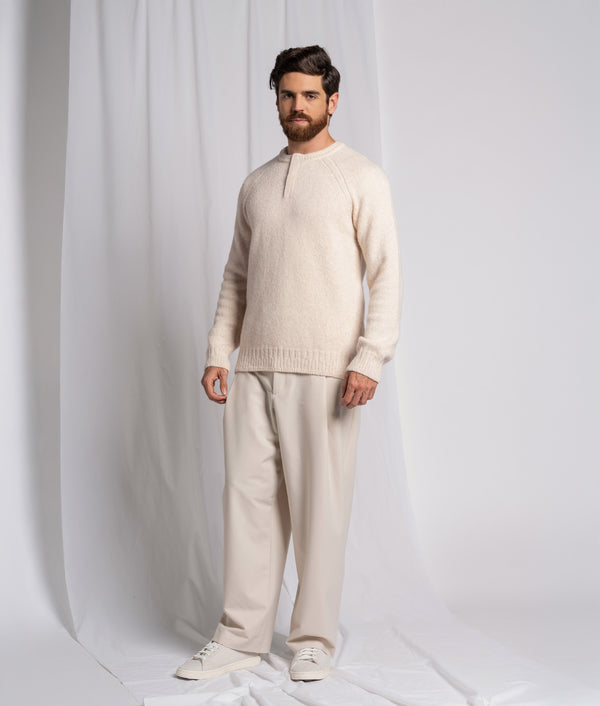 Men's Jersey Raglan Sweater Natural White — natural white alpaca by Sol Alpaca