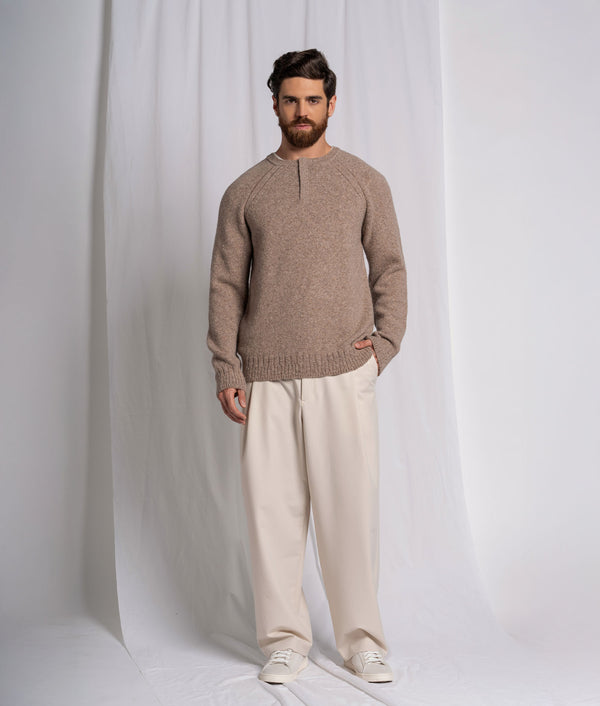 Men's Jersey Raglan Sweater — dusted truffle brown alpaca by Sol Alpaca