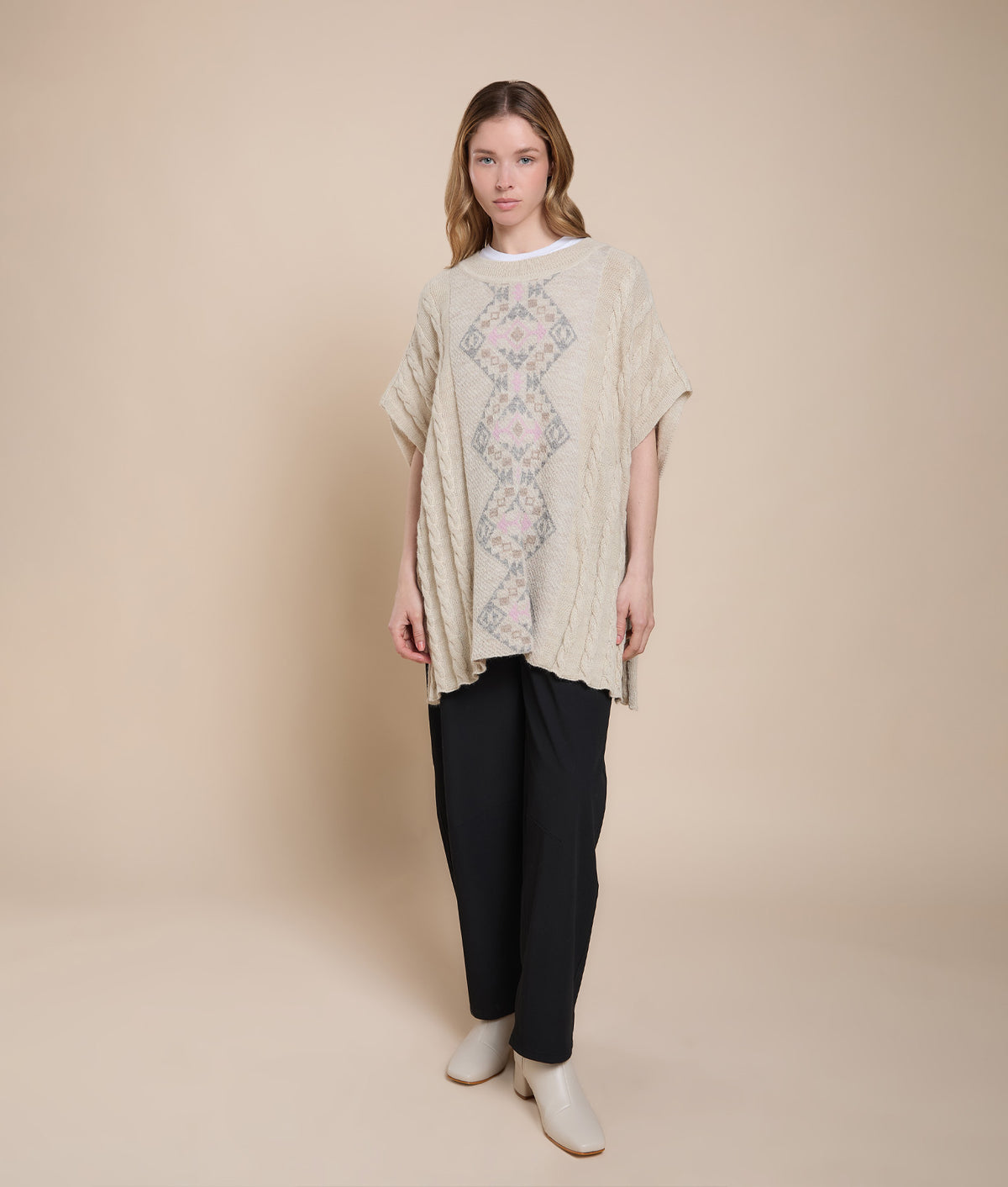 Braided Texture Sleeve Poncho