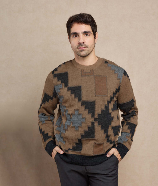 Andesdeco Sweater — Warm Brown And Lead Asphalt — warm brown and lead asphalt baby alpaca by Sol Alpaca