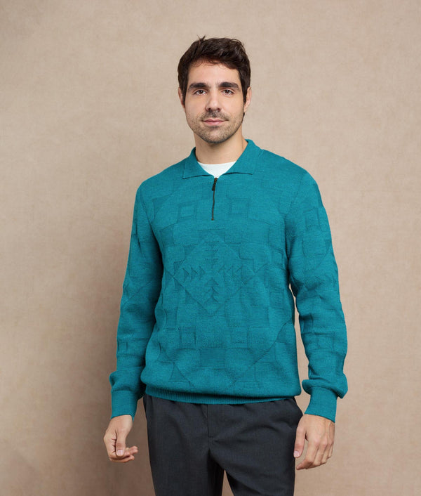 Instructured Icons Sweater — Greenish Blue — greenish blue baby alpaca by Sol Alpaca