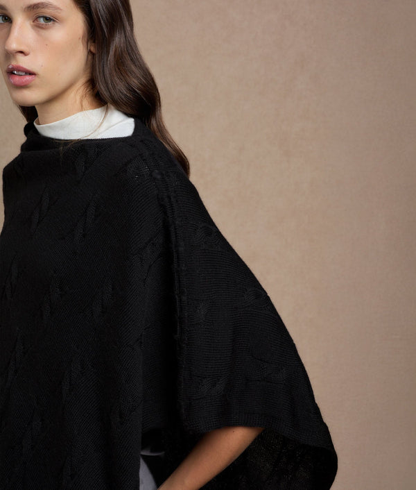 Aventura Poncho — Black — black baby alpaca by Sol Alpaca