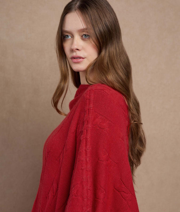 Aventura Poncho — Aurora Red — aurora red baby alpaca by Sol Alpaca