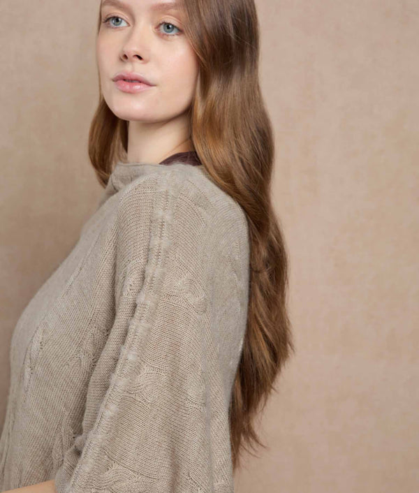 Aventura Poncho — Peyote Beige — peyote beige baby alpaca by Sol Alpaca