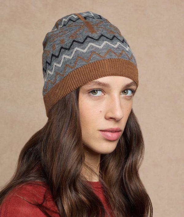 Snowy Andes Beanie — Earth Brown And Gray — earth brown and gray alpaca by Sol Alpaca