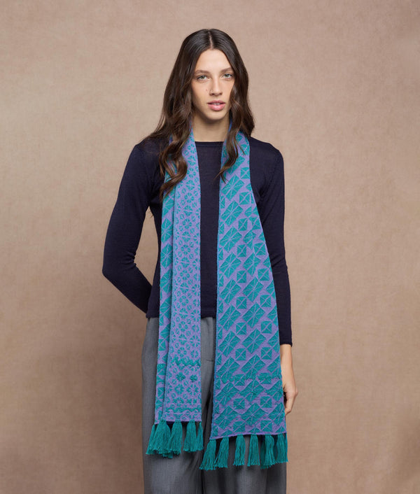 Adorning Scarf — Lilac And Turquoise — lilac and turquoise baby alpaca by Sol Alpaca