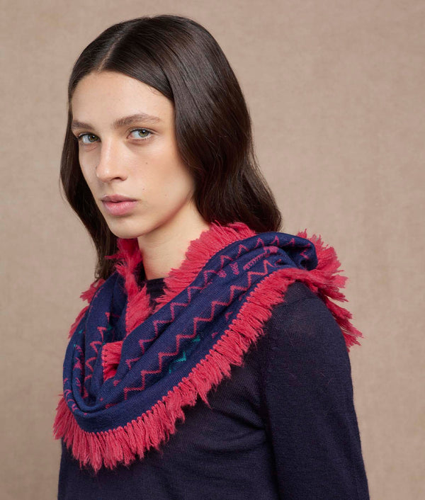 Snowy Andes Infinity Scarf — Magenta And Sapphire Blue — magenta and sapphire blue baby alpaca by Sol Alpaca
