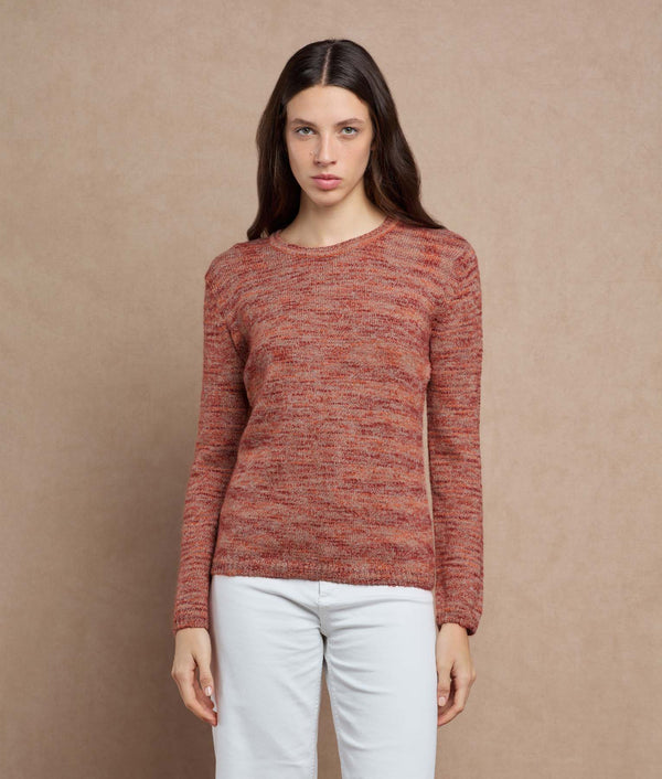 Soft Textured Sweater — Terracotta Mélange — terracotta mélange baby alpaca by Sol Alpaca