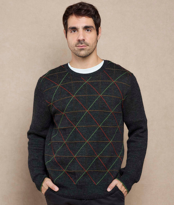 Embroidered Sweater — Lead Asphalt And Copper Brown — lead asphalt and copper brown baby alpaca by Sol Alpaca