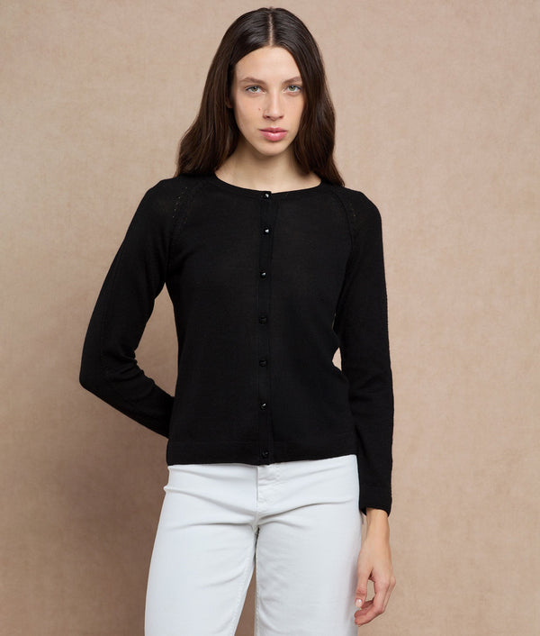 Basic Raglan Cardigan — Black — black alpaca by Sol Alpaca