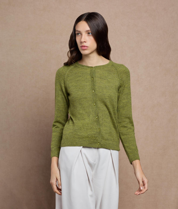 Basic Raglan Cardigan — Leaf Green — leaf green alpaca by Sol Alpaca
