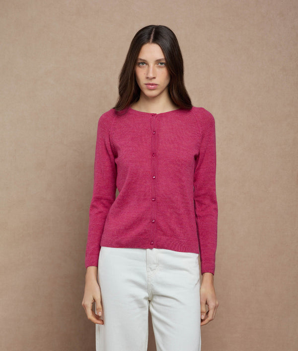 Basic Raglan Cardigan — Flambeado Rosa — flambeado pink alpaca by Sol Alpaca