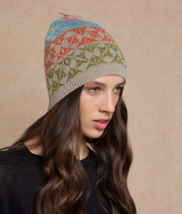 Mis Colores Reversible Beanie — Tabacco Brown And Peyote Beige — tabacco brown and peyote beige baby alpaca by Sol Alpaca
