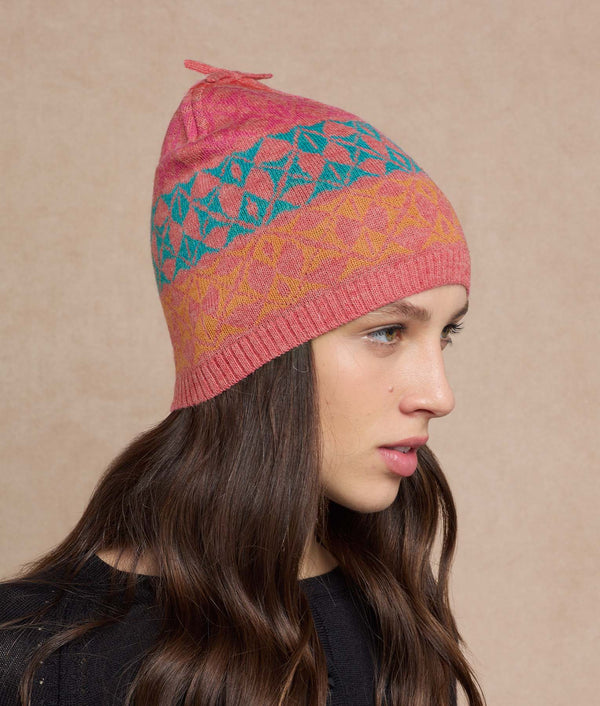 Mis Colores Reversible Beanie — Fuchsia And Olive Green — fuchsia and olive green baby alpaca by Sol Alpaca
