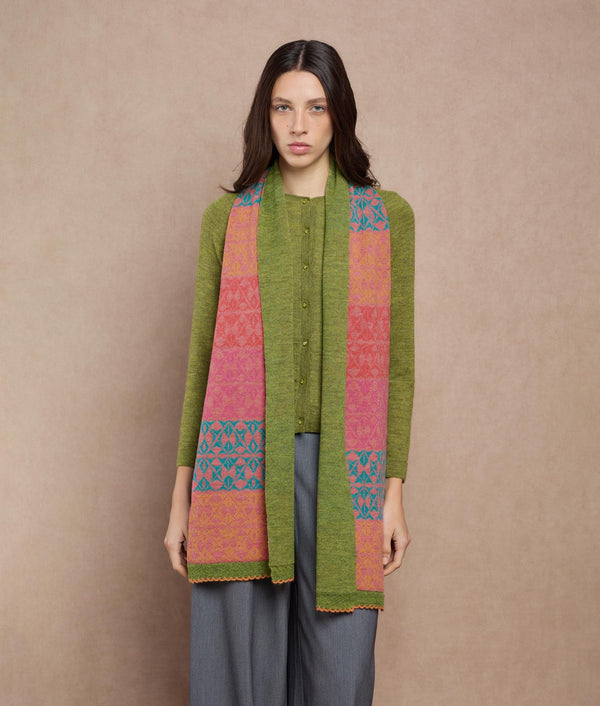 Mis Colores Scarf — Fuchsia And Olive Green — fuchsia and olive green alpaca by Sol Alpaca