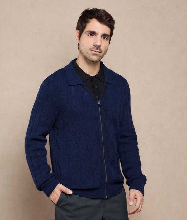 Twistted Ribs Cardigan — Indigo Blue — indigo blue baby alpaca by Sol Alpaca
