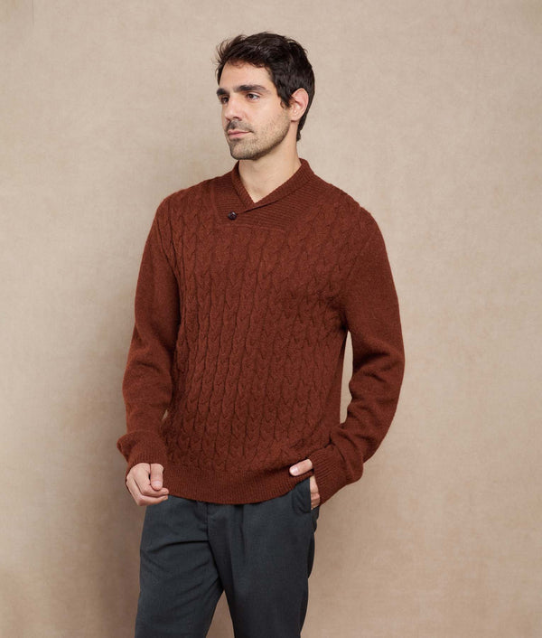 Wheat Cables Sweater — Auburn — auburn baby alpaca by Sol Alpaca