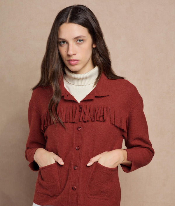 From The West Jacket — Terracotta Red — terracotta red baby alpaca by Sol Alpaca