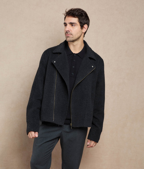 Bikie Men´s Jacket - pirate black — pirate black baby alpaca by Sol Alpaca
