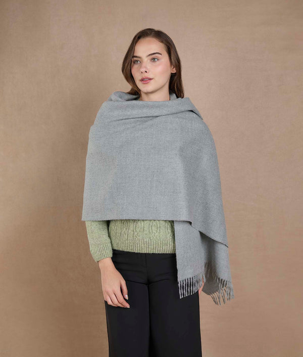 Baby Alpaca Brushed Shawl — Wet Weather — wet weather baby alpaca by Sol Alpaca