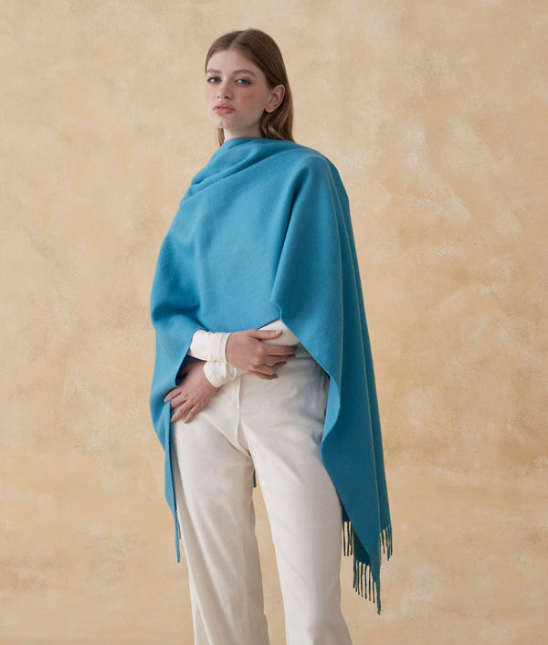 Baby Alpaca Brushed Shawl — Larkspur Blue — larkspur blue baby alpaca by Sol Alpaca