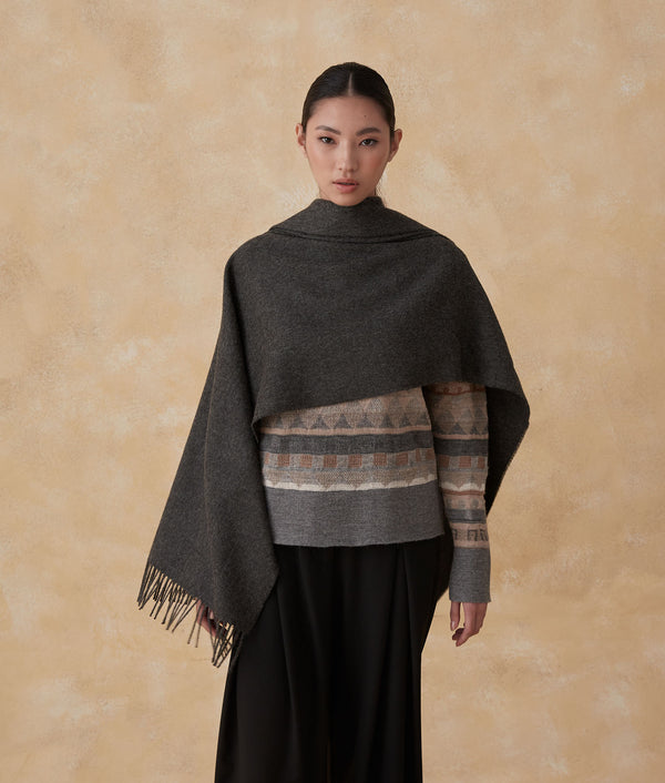 Baby Alpaca Brushed Shawl — Black Oyster — black oyster baby alpaca by Sol Alpaca