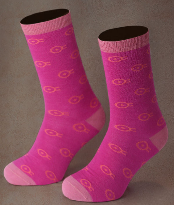 Women Amano Socks - Raspberry Rose And Pink Frosting — raspberry rose and pink frosting baby alpaca by Sol Alpaca