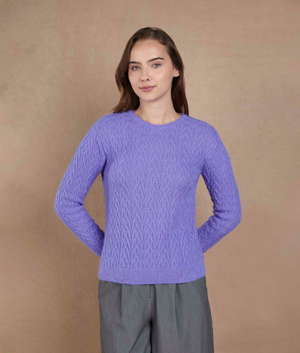 Violet Leafy Lace Sweater — african violet alpaca by Sol Alpaca