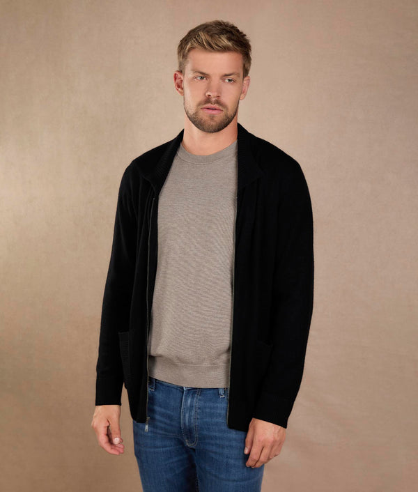 Luxury Black Cardigan — black alpaca by Sol Alpaca