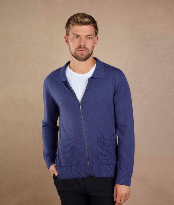 Orient Blue Cardigan — orient blue alpaca by Sol Alpaca