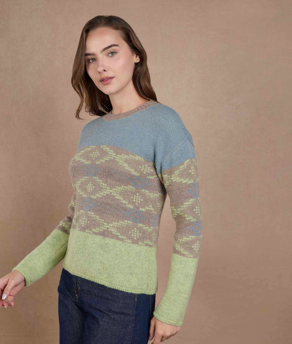 Multicolor Diamond Sweater — black alpaca by Sol Alpaca