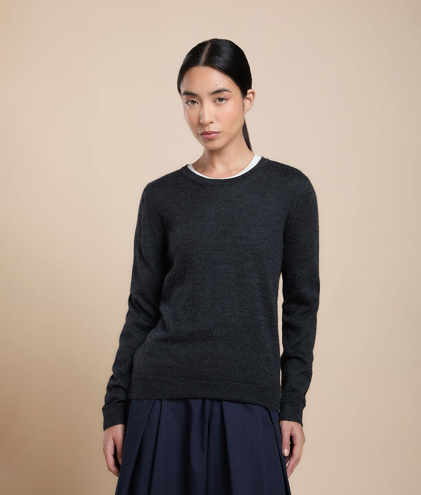 Fine Classic Jersey Knit Sweater — Black Oyster — black oyster baby alpaca by Sol Alpaca