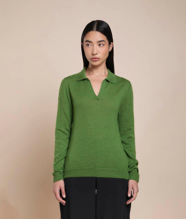 Basic Sweater — Golden Olive Green — golden olive green baby alpaca by Sol Alpaca
