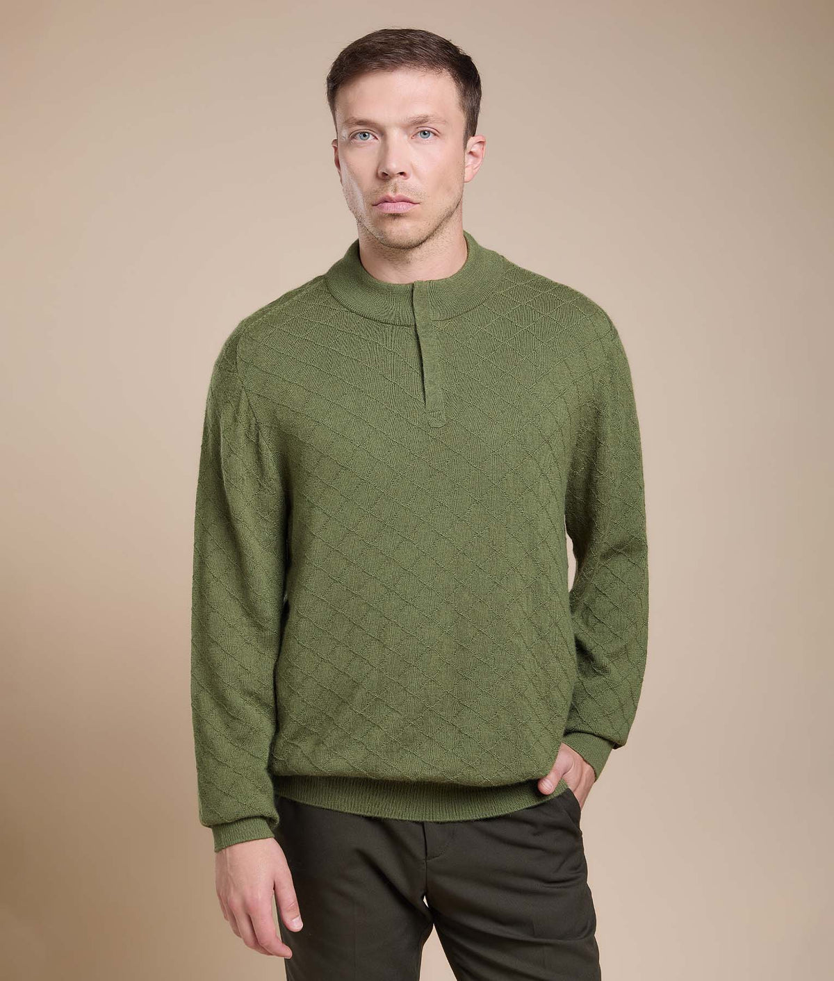 Rhombus High-Neck Sweater
