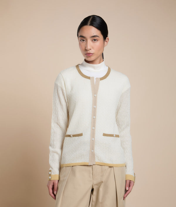 Little Buns Crew Neck Cardigan — Snow White — snow white baby alpaca by Sol Alpaca