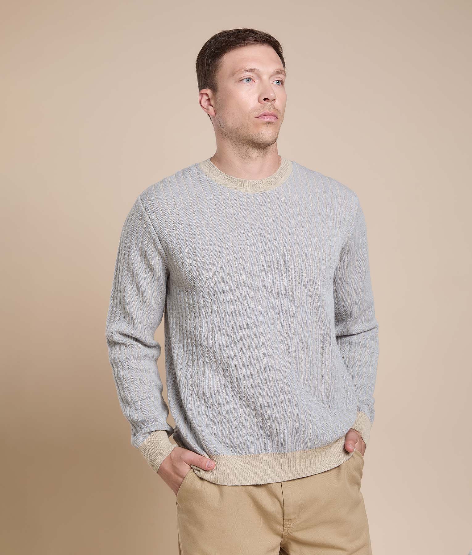 All-Over Rib Jacquard Pullover