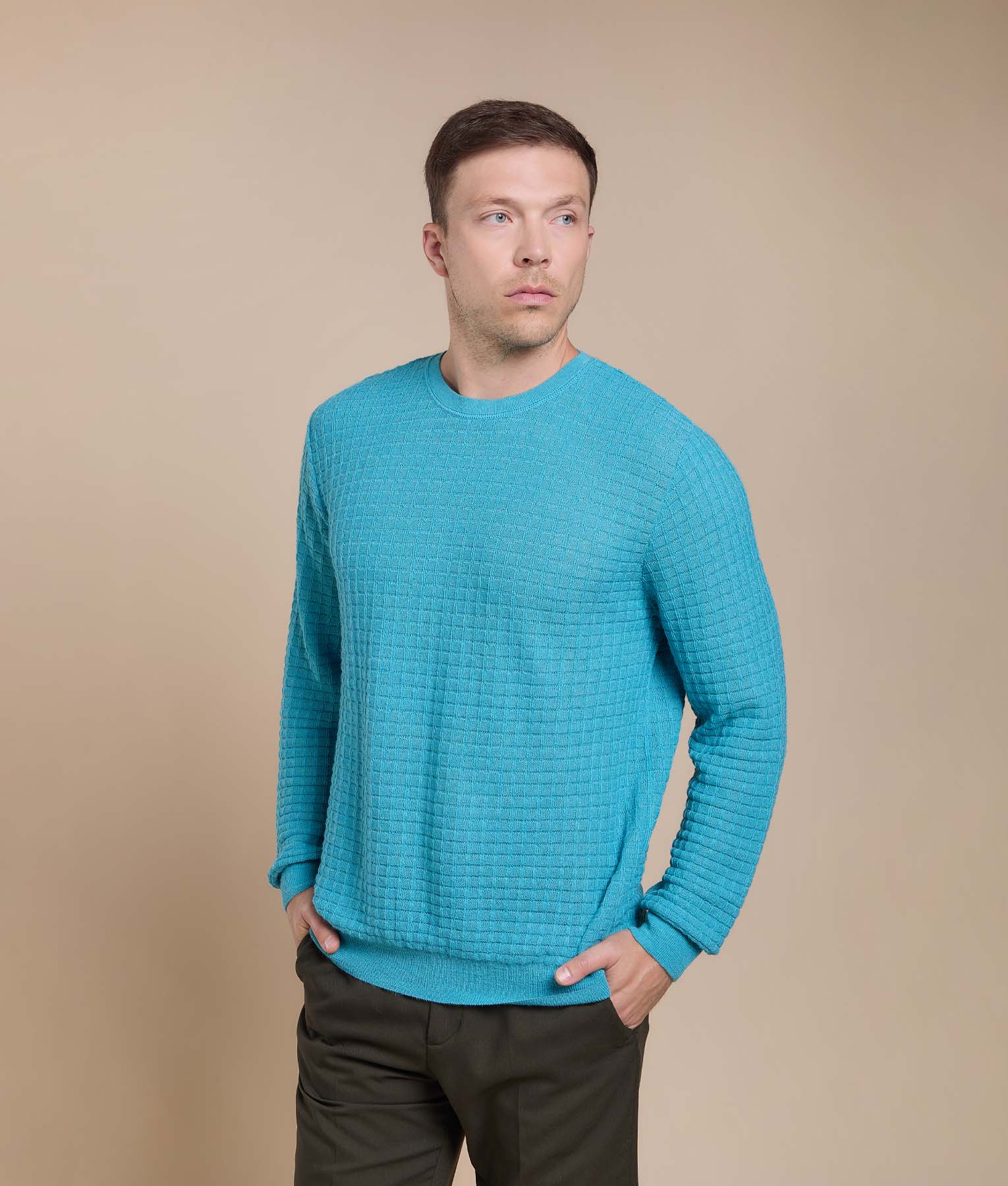 Cross-Rib Crew Neck Pullover
