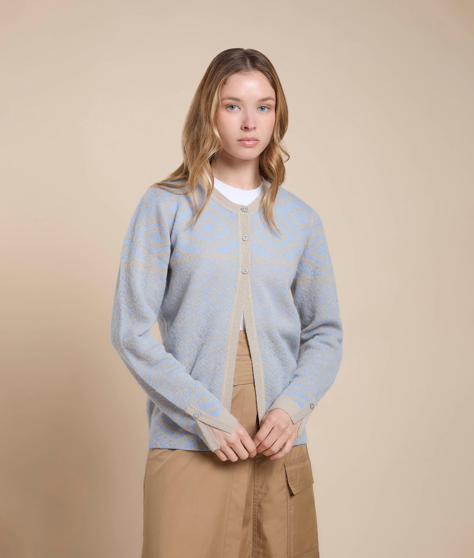 Cropped Jacquard Cardigan