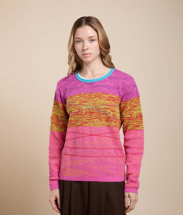 Horizons Crew Neck Pullover — fuchsia pink baby alpaca by Sol Alpaca
