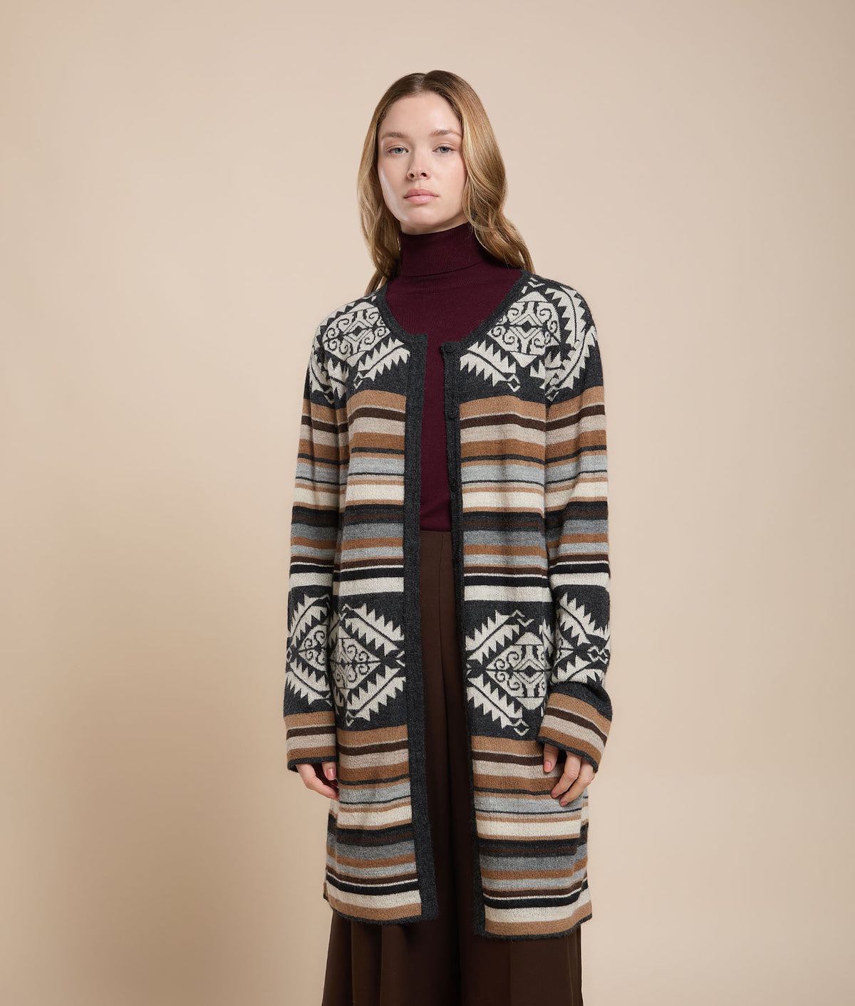 Reversible Long Jacquard Coat