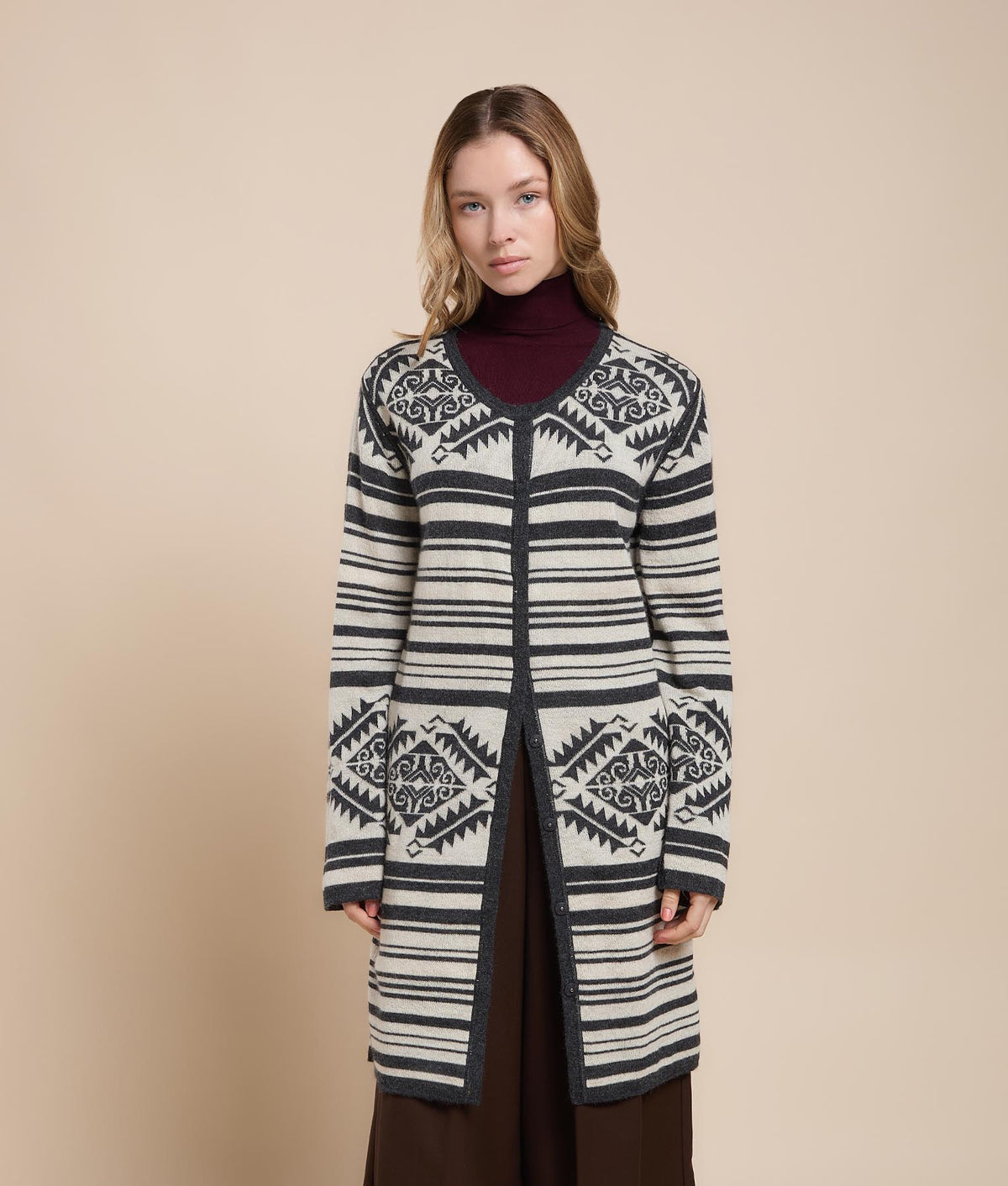 Reversible Long Jacquard Coat